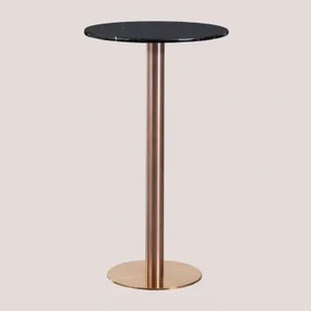 Ronde Hoge Bartafel Ø60 Cm In Cosmopolitan Marmer Marmer Nero Marquina & Roségoud - Sklum