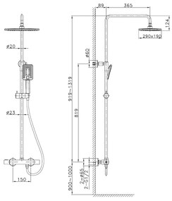 Sapho Pirenei thermostatische regendouche zwart