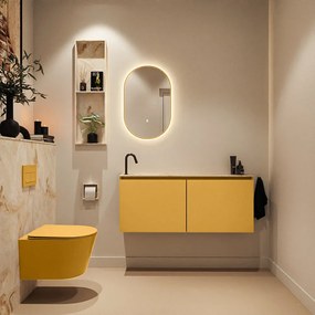 Mondiaz Ture DLux toiletmeubel 120cm ocher met wastafel frappe links met kraangat