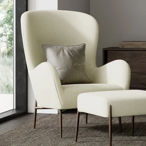 Dan-Form Glam Fauteuil Wit Boucle Met Hoge Rugleuning