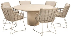 4 Seasons Outdoor Hampton mortex tuintafel met rond blad Ø 160 cm Tuintafel   beige weerbestendig