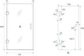 Mueller Round profielloze nisdeur links 80cm met spiegelrook naar helder glas geborsteld staal