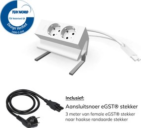Bureau Stekkerdoos Wit 2x 230V + EGST® Snoer 3m