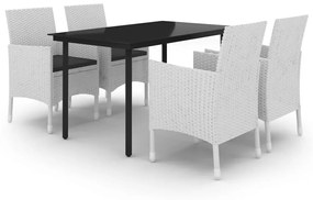 vidaXL 5-delige Tuinset met kussens poly rattan en glas