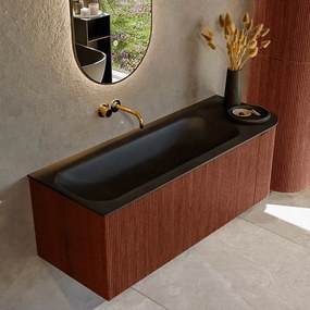 Mondiaz Kurve 125cm badmeubel ronding rechts ruby met 1 lade en deur en wastafel big medium links zonder kraangat urban