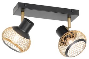 Moderne Spot / Opbouwspot / Plafondspot zwart met goud 2-lichts - Lucas Modern E14 rond Binnenverlichting Lamp