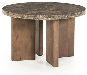 Ronde Salontafel Bruin Marmer 60 Cm - 60 X 60cm.