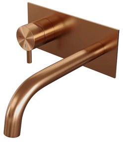 Brauer Copper Edition ColdStart wastafelkraan inbouw gebogen uitloop met achterplaat model B2 koper geborsteld PVD