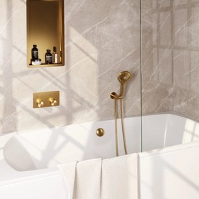 Brauer Stripe inbouw badkraan met drukknoppen, badvulcombinatie en 3 standen handdouche messing geborsteld PVD