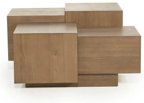 Eleonora Quinten Blokken Salontafel Eiken Bruin 80x80 Cm - 80 X 80cm.
