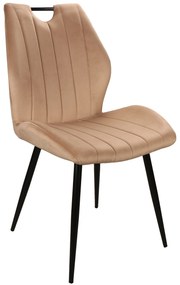 Stoel ARCO beige (stof Bluvel 28) - modern, gestoffeerd, voor woonkamer/eetkamer, met handgreep, fluweel