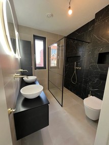 Vloertegel 60x60 Cm Marmerlook Carrara Zwart Mat A83