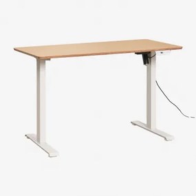 Elektrisch Verstelbaar Rechthoekig Bureau Met Geheugenfunctie Van Hout En Ijzer Serpi Eikenhout & ↔︎ 120 Cm & Wit - Sklum