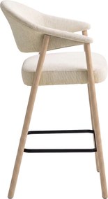 GARDA crème beige (stof Harmony 110) / gebleekt eiken geolied - GESTOFFEERDE BARKRUK VOOR KEUKEN/BAR