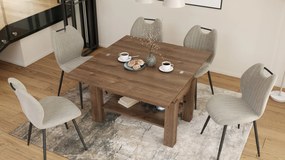 BRAVO bruin eiken – uitschuifbare en in hoogte verstelbare salontafel, tafel met plank