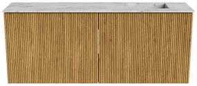 Mondiaz Joya DLux 100cm toiletmeubel oak met wastafel faye rechts 1 kraangat glace