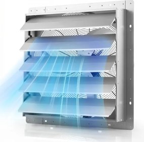 VEVOR 624 mm afzuigventilator met lamellen, industriële wandventilator, 136 W, wandventilator voor garage, kas, werkplaats, stalen behuizing, 11347 m³/h ventilatie, 1400 rpm motor, stille werking, wandmontage