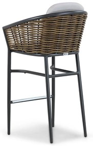 Barstoel Aluminium/wicker Taupe-naturel-bruin Coco Palm