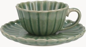 Koffiekopjes Lotus met schoteltjes, 6-delig