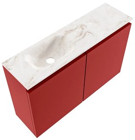 Mondiaz Ture DLux toiletmeubel 80cm fire met wastafel frappe links zonder kraangat