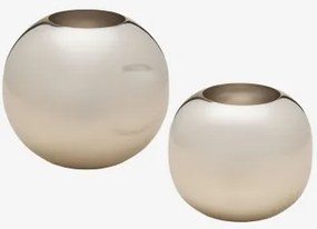 Set Van 2 Vazen Van Staal Brania Grijs – Chroom - Sklum