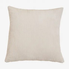 Vierkant Kussen 50x50 Cm Bekleed Bruna Corduroy Linnen Beige - Sklum