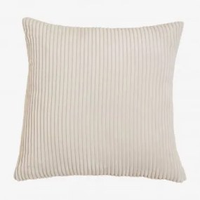 Vierkant Kussen (50x50 Cm) Bruna Corduroy Beige – Linnen - Sklum