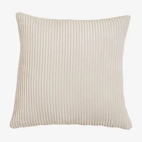 Vierkant Kussen (50x50 Cm) Bruna Corduroy Beige – Linnen - Sklum