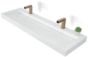 Muebles Estella badmeubel ribbelfront 160cm macchiato met solid surface wastafel met kraangaten