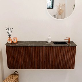 Mondiaz Joya DLux 110cm toiletmeubel ronding links ruby met wastafel faye rechts 1 kraangat lava