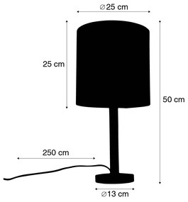 Landelijke tafellamp hout met lichtbruine kap - Mels Landelijk E27 rond Binnenverlichting Lamp