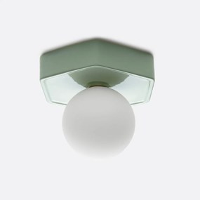 Wand- of plafondlamp, zeshoekig, keramiek en opaline glas, HOLI