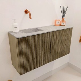 Mondiaz Joya DLux 80cm toiletmeubel dusk met wastafel faye links zonder kraangat glace