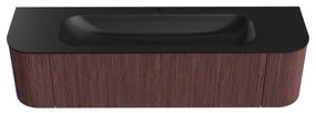 Mondiaz Kurve 170cm badmeubel ronding links/rechts ruby met 1 lade en 2 deuren en wastafel big large midden 1 kraangat urban