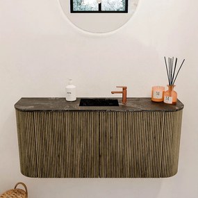 Mondiaz Joya DLux 95cm toiletmeubel ronding links/rechts dusk met wastafel faye midden 1 kraangat lava