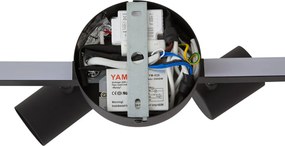 Moderne plafondspot zwart GU10 50mm 6-lichts incl. backlight en 3-way switch - Back Up