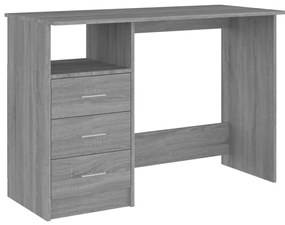 vidaXL Bureau met lades 110x50x76 cm bewerkt hout grijs sonoma eiken