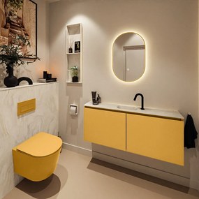 Mondiaz Ture DLux toiletmeubel 120cm ocher met wastafel ostra midden met kraangat