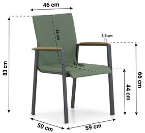 Tuinstoel stapelbaar Aluminium/textileen Groen Lifestyle Garden Furniture Brandon