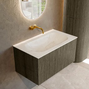 Mondiaz Kurve-dlux 80cm badmeubel shadow met 1 lade en wastafel big small midden zonder kraangat ostra