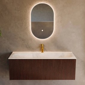 Mondiaz Kurve-dlux 120cm badmeubel ruby met 1 lade en wastafel big large midden 1 kraangat ostra