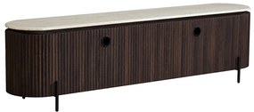 Walnoot Tv-meubel Met Travertin Blad - 200x40x55cm.