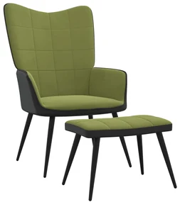 vidaXL Relaxstoel met voetenbank fluweel en PVC lichtgroen