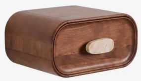 Pack Van 2 Zwevende Nachtkastjes 50x35 Cm Van Mangohout En Natuurlijke Kivalina-steen Travertijn - Donker Mangohout - Sklum