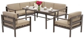 Loungeset met hoekbank voor 4 personen Porto Comida 6 bruin Garden Point