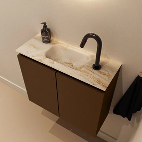 Mondiaz Ture DLux toiletmeubel 60cm rust met wastafel frappe midden met kraangat