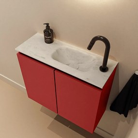 Mondiaz Ture DLux toiletmeubel 60cm fire met wastafel opalo rechts met kraangat