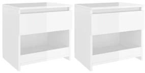 vidaXL Nachtkastjes 2 st 40x30x39 cm spaanplaat hoogglans wit
