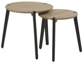 4 Seasons Outdoor | Gabor round coffee table teak with aluminium legs, set of 2  Bijzettafel    houtkleur weerbestendig