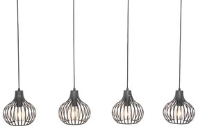 Smart hanglamp zwart 4-lichts incl. 4 Wifi G95 - Saffira